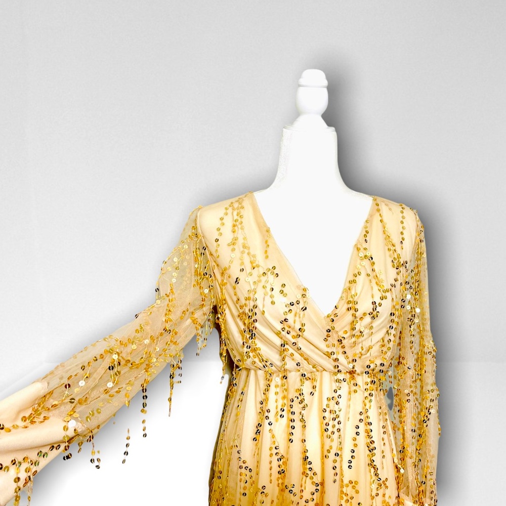 Unique Gorgeous Dress With Tear Drop Sequins